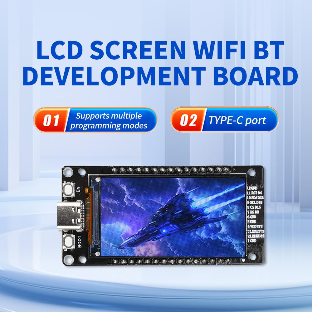 Модуль Bluetooth ESP32 WiFi+BT+BLE MCU Плата разработки 1,4/1,9-дюймовый ЖК-экран Интерфейс Type-C Электронный беспроводной модуль