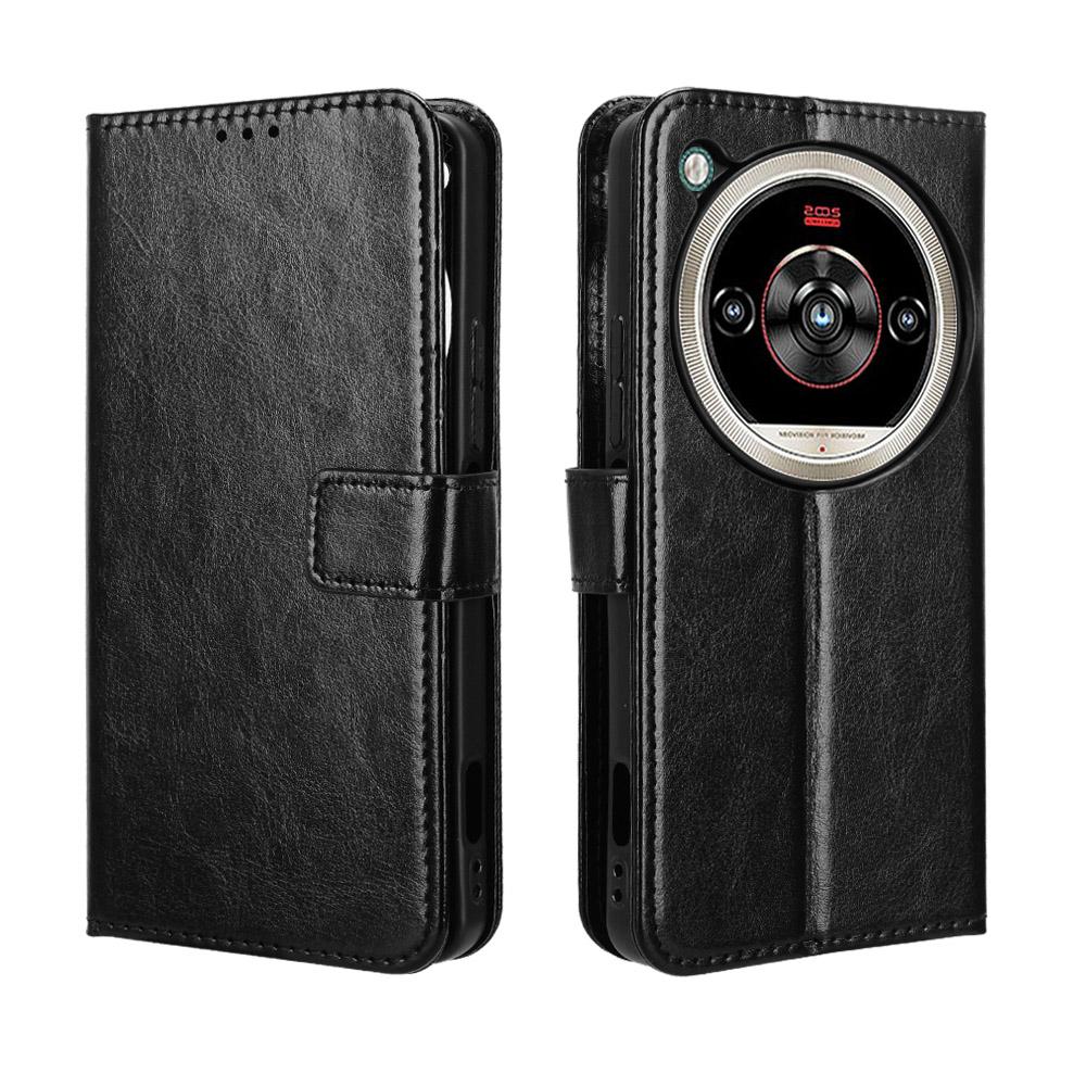 For ZTE nubia Focus 2 Ultra 5G PU Leather Case with Strap Crazy Horse Texture Phone Wallet Cover