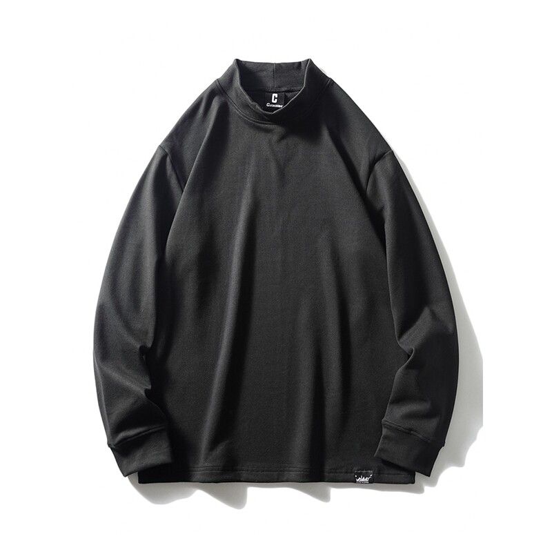 Dralon Fleece-lined Thickened Turtleneck Long Sleeve T-shirt Men's Fall and Winter Thermal Bottoming Shirt Export Men's Stand Collar T-shirt