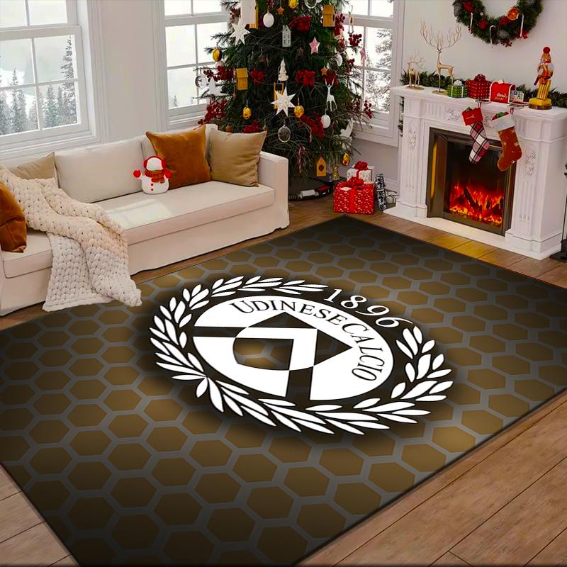 1PC Udinese Calcio Crest Rug Game Carpet, Floor Mat for Bedroom Living Room Entryway Rug, Home Decor Idea Gift for Christmas birthday