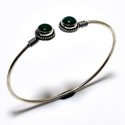 Green Onyx Gemstone 925 Silver Plated Handmade Jewelry Cuff Bangle