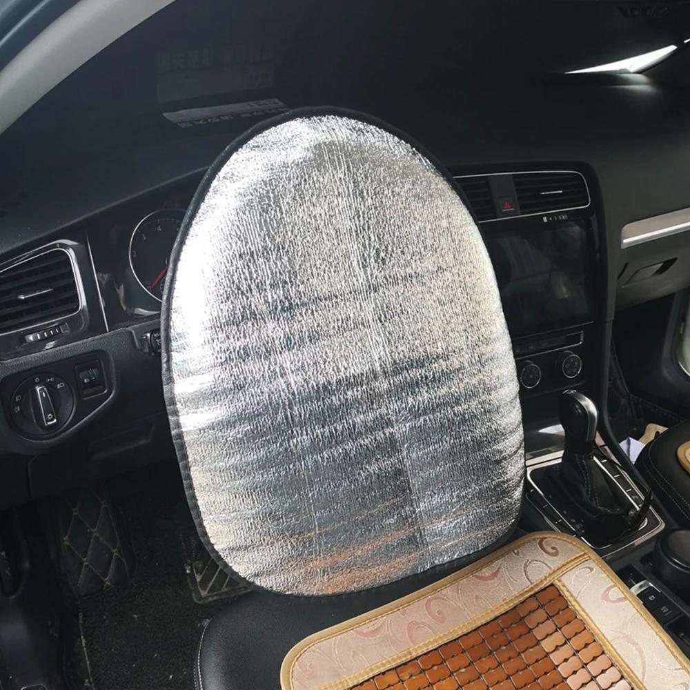 44*50cm High Quality Car Steering Wheel Sunshade Double Thick Foil Heat Protection Sunscreen Parasol Heat Resistant Shield