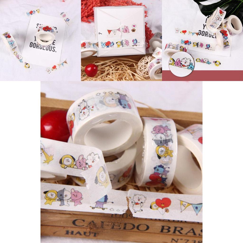 Васи-лента Kpop Bts Бумажная маскировочная Милые Наклейки для скрапбукинга своими руками Rj Tata Cooky