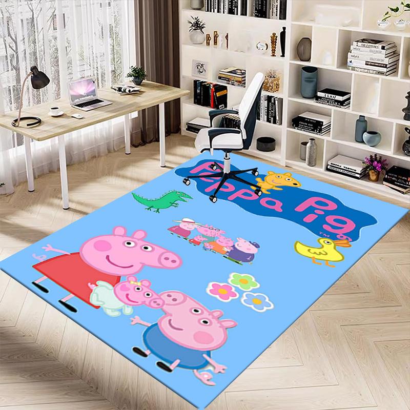 1pc Peppa Pig Family Adventure Carpet for Playroom Bedroom Living Room Sofa Home Decor,kids Game Area Rug Non-slip Floor Mat Y723132