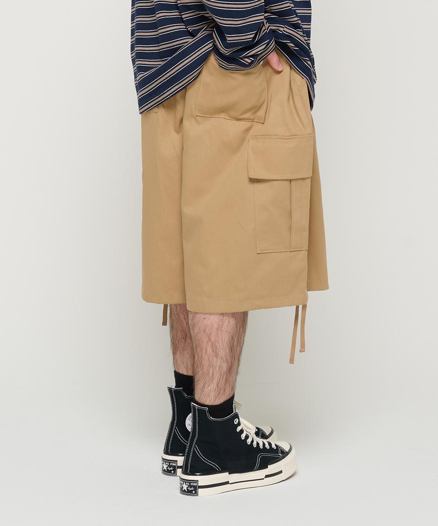 CARGOBROS Cotton Balloon Cargo Bermuda Pants (Beige)