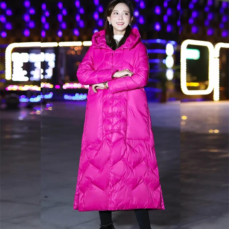 Длинный пуховик в стиле ретро с литературным принтом, хлопковая куртка с капюшоном, удлиненная толстая свободная ветровка с разрезами