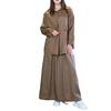 Новый стиль Весна-Осень Женский Ретро Большого размера Лацкан Длинный рукав Рубашка и Юбка Повседневный Комплект из двух предметов