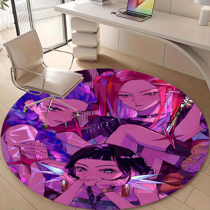 1pc KPop Demon Hunters3 Design Printed Area Round Carpet for Bedroom Living Room Home Decor Rugs Mat Non Slip Mat Rug for Bedside