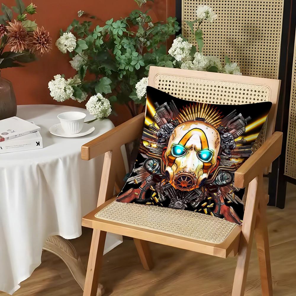 BBorderlands Game Cushion Cover Silky Short Plush Invisible Zipper Dustproof Sofa Pillow Case for Home Decor