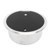 RV Bar Sink 10.2 X 5.1inch Stainless Steel Round Kitchen Sink with Tempered Glass Lid 40mm Drain Hole for Boat Caravan