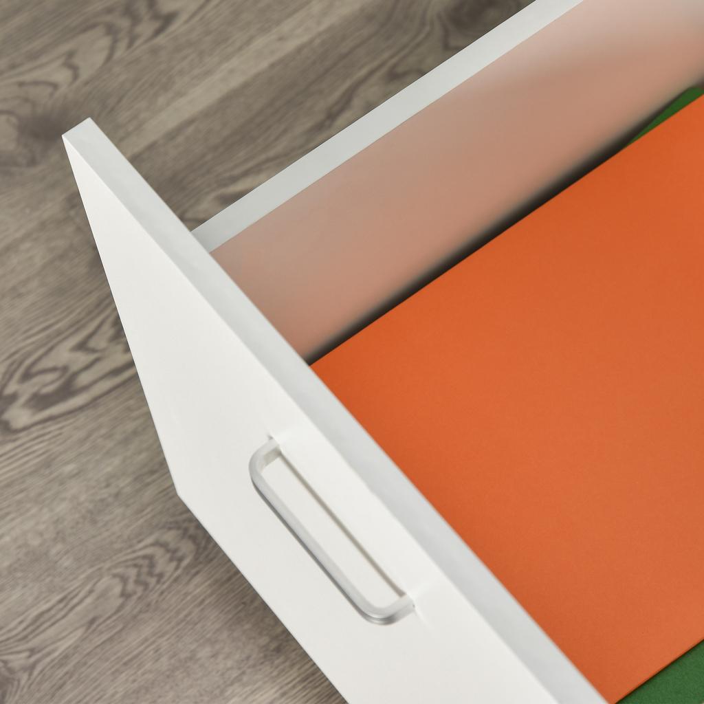 2-Drawer Office Chest with Lock and 5 Wheels. Chipboard. 40x49x58cm. White