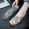Women's Slippers and Ladies Sandals Home Bathroom Flat Crystal Shoes Chic Elegant Summer Footwear Clappers Shoe Unique 39 Slides