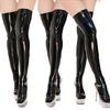 Shimmering Thigh High Stockings Faux Leather Stockings Pantyhose for Women Girls Oil Glossy Over The Knee Socks