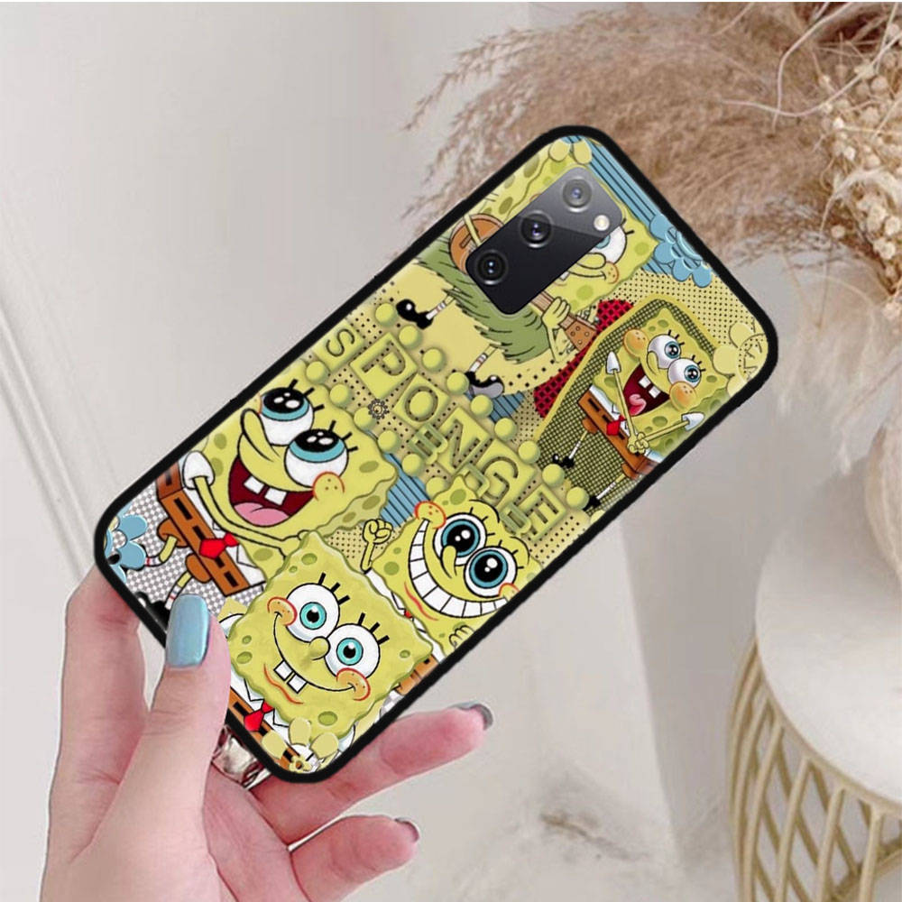 Черный чехол для iPhone 16 15 Plus 14 13 12 11 Pro 8 6 SE XR XS Max P30 Nova 5T Y5P Y6 Y7 Y8P Y9 Realme C30 C33 C31 S-41 Губка Боб Мультфильм