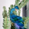 Glittered Turquoise Bird Pendant with Clip Bird Hanging Ornament  Prop