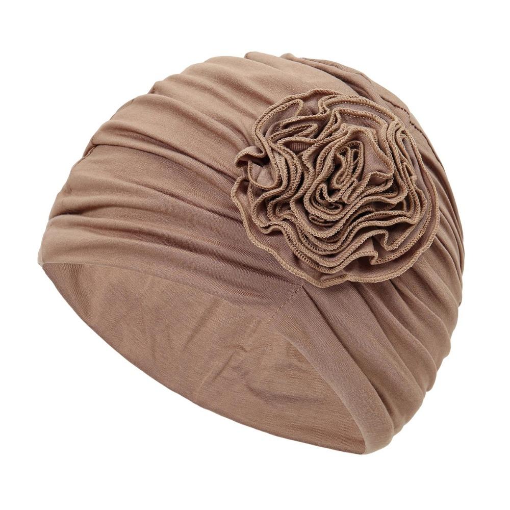 Double Layer Headscarf Hat 3D Flowers Headband Hat Simple Chemo Headwear Hat  For Women