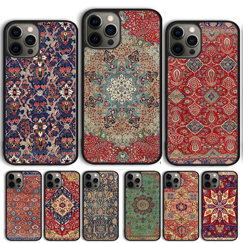 Чехол для телефона с цветочным узором в стиле персидского ковра Для iPhone 17 Air 13 12 14 15 16 Чехол Для Apple Pro Max Plus Coque
