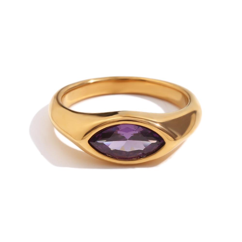 Кольцо-печатка EBbelle Horse Eye Zircon, цветное, гипоаллергенное, из нержавеющей стали 316L, ювелирное изделие с позолотой 18 карат