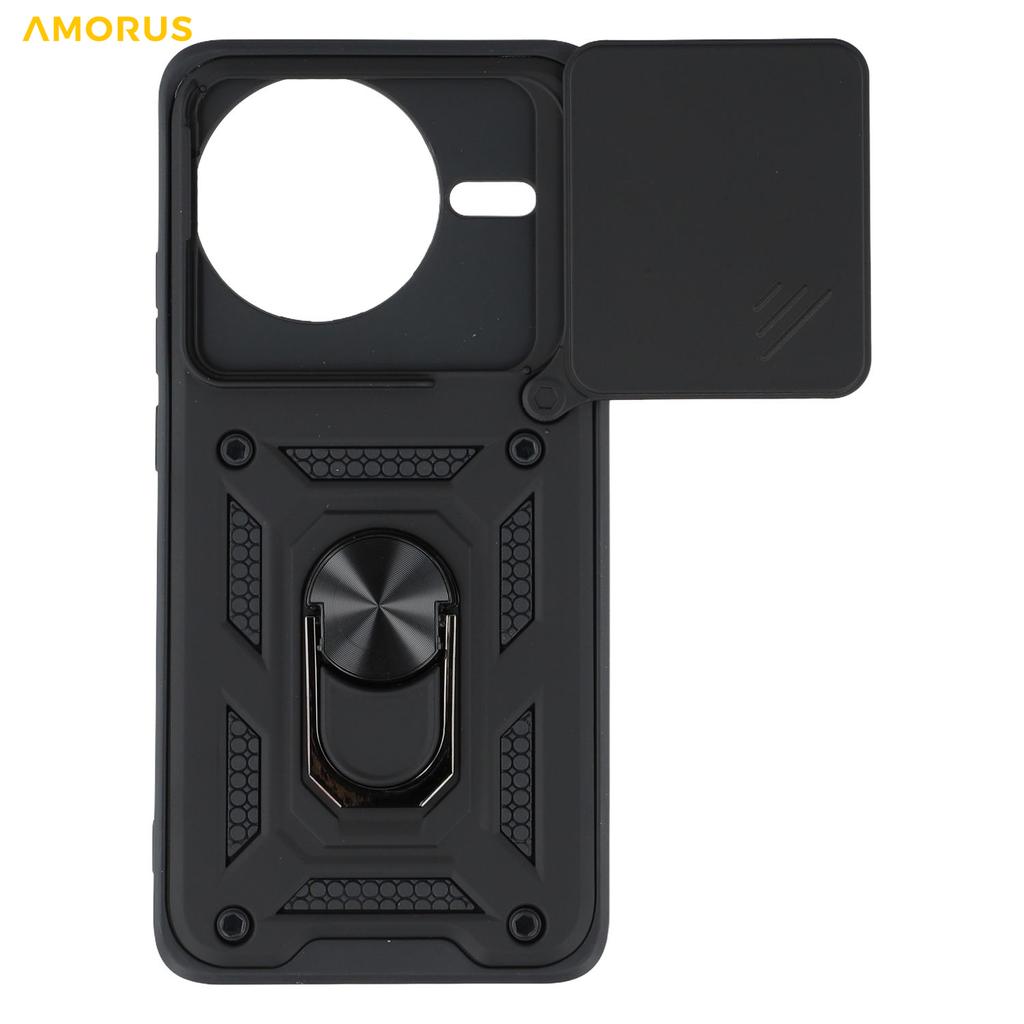 AMORUS Чехол-подставка для Xiaomi Redmi K80 5G/Poco F7 Pro 5G PC+TPU Чехол для телефона со шторкой для камеры