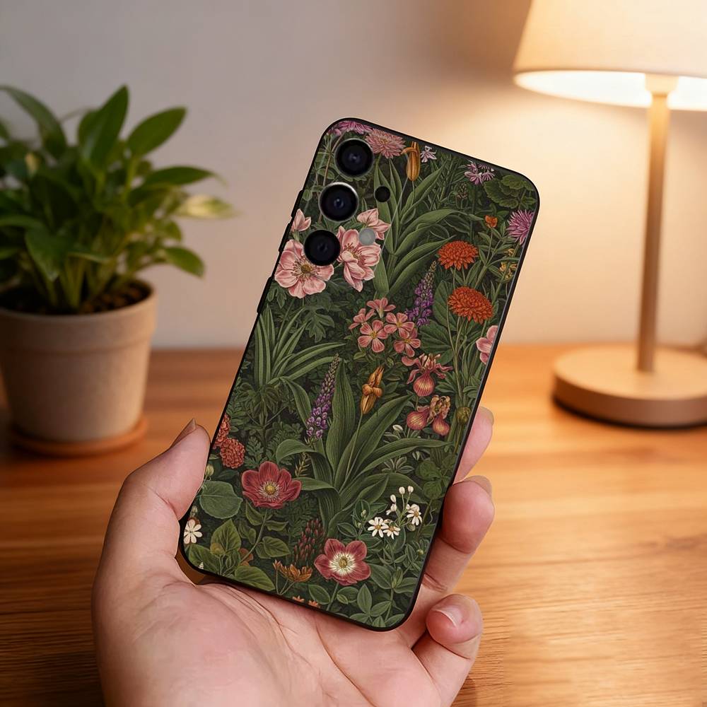 William Morris Black Cover Phone Case For Samsung S26,S25,S24,S21,S22,S23,S30,Ultra,S20,Plus,Fe,Lite,5G