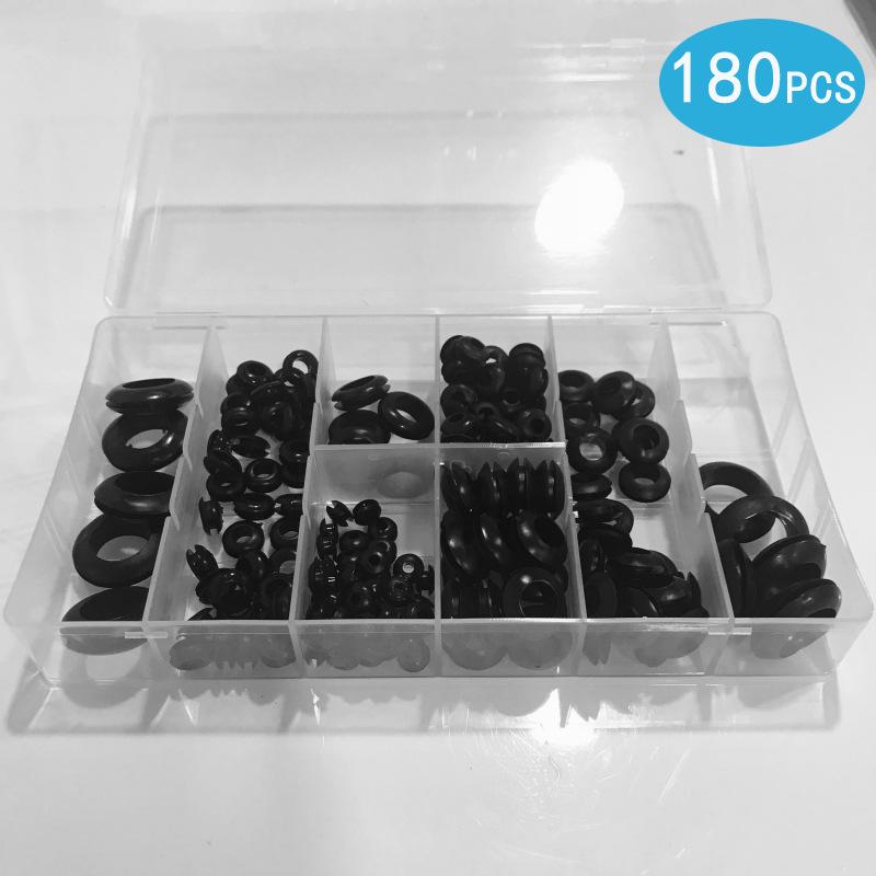 Набор из 170 черных резиновых втулок для защиты проводов