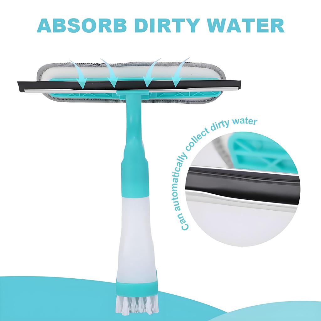 Инструмент для мытья окон «все в одном» без разводов | Встроенный распылитель для стекла/зеркал/плитки | Профессиональное качество для использования в помещении и на улице