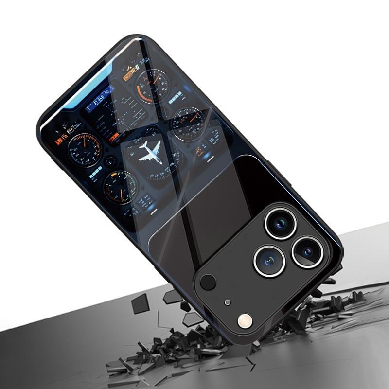 Закаленное стекло с дизайном приборной панели самолета для iPhone 17 Pro Max 16 15 14 13 12 11 Pro Max 16E 17Air X XR XS 7 8 Plus SE2 Чехол