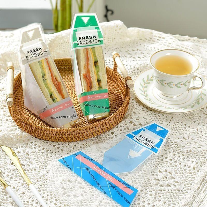 100 Pieces Of Sandwich Wrappers Special Disposable Easy To Tear Transparent Triangle Cake  Packaging Bag