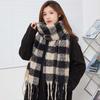 Sweet Warm Scarf Women's Winter Small Plaid Black Mig Scarf Fashion Outfit