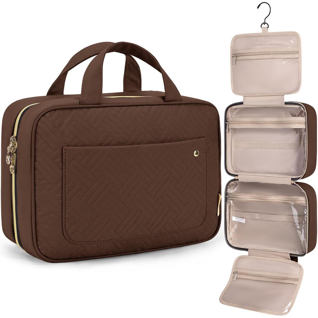 BAGSMART Большая косметичка Дорожная сумка с крючком для подвешивания, Водонепроницаемая сумка для макияжа и косметики, Дорожный органайзер для аксессуаров, шампуня, полноразмерных
