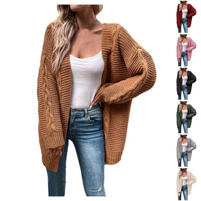 Женский модный темпераментный повседневный вязаный кардиган с узором из конопли, свитер, пальто