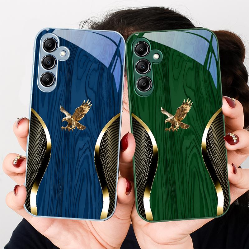 Благородное кольцо с золотым орлом для Samsung A20 30 22 23 24 25 26 31 32 A33 34 35 42 50 51 52 53 54 55 56 70 71 72 73 стеклянный чехол для телефона