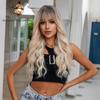 BLONDE UNICORN Ombre Блондинка Коричневый Синтетический Парик Длинные Волнистые Парики с Челкой Повседневный Косплей Парик Вечеринки Термостойкое Волокно для Женщин