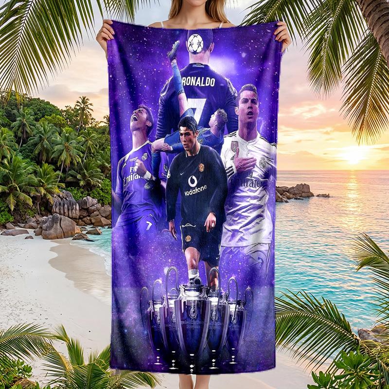 Пляжное полотенце Cristiano Ronaldo Мягкое из микрофибры Летнее полотенце Быстросохнущее Впитывающее полотенце для пляжа Бассейна Путешествий