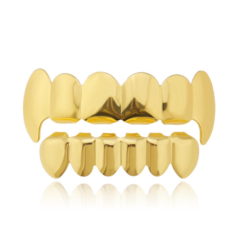 European & American Gold-Plated Hip-Hop Grillz: Glossy Tooth Accessories