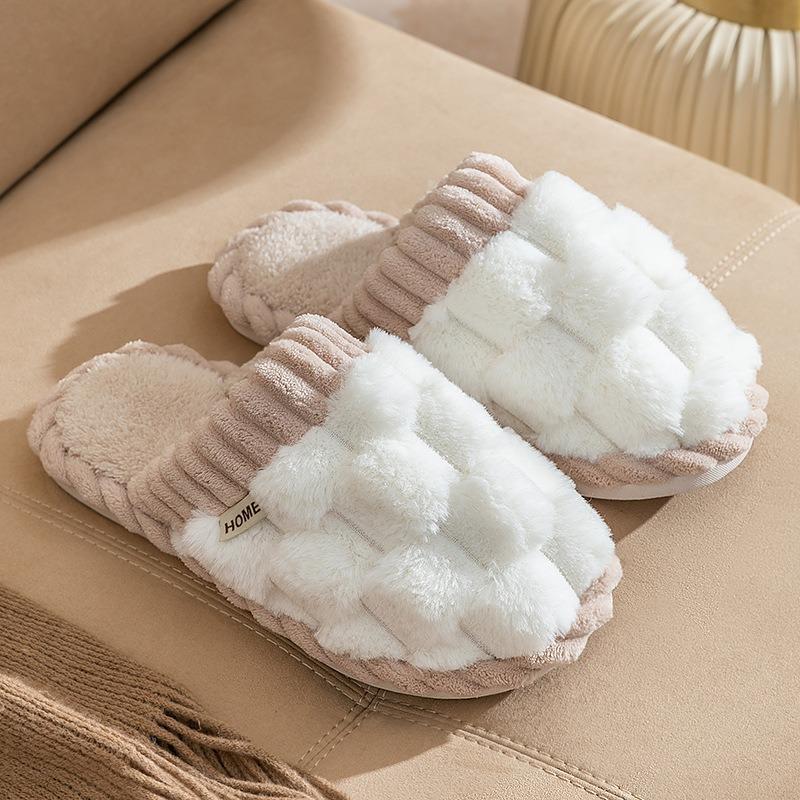 Fashion 2024 Autumn and Winter Fashion New Cotton Slippers for Women Home Couples Home Non-slip Warm Cotton Slippers
