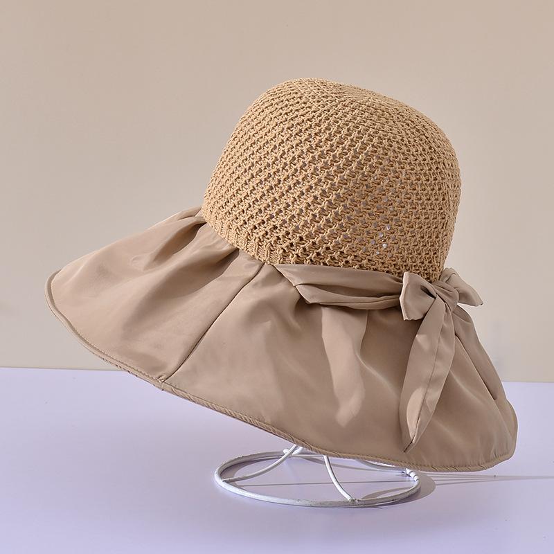 Летняя женская соломенная шляпа с бантом, складная пляжная кепка для женщин, солнцезащитные шляпы с защитой от ультрафиолета, повседневная уличная шляпа-ведро