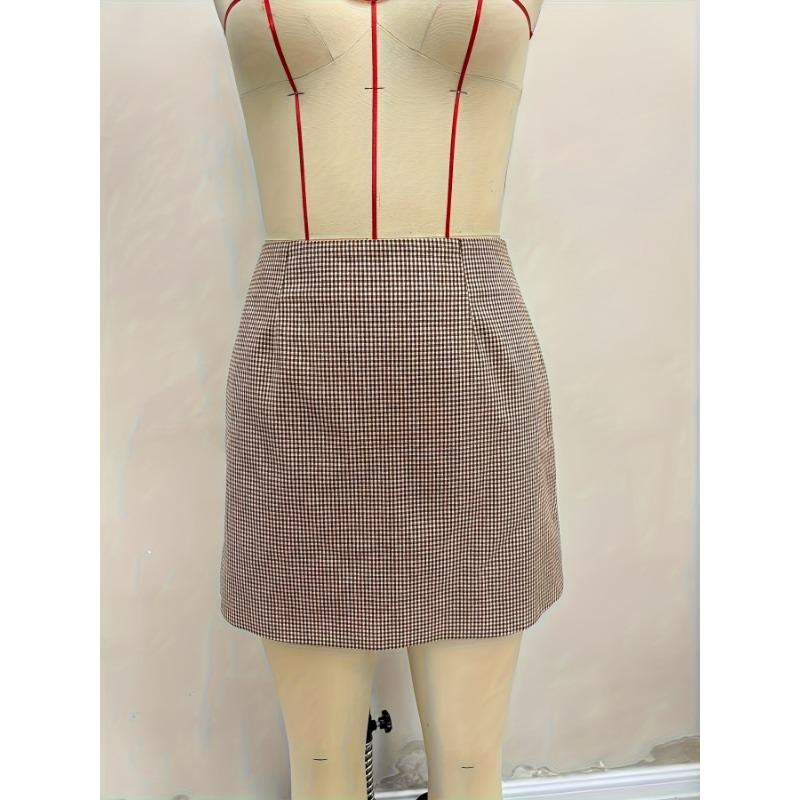 Женская летняя клетчатая короткая юбка трапециевидной формы, короткая юбка на бедрах