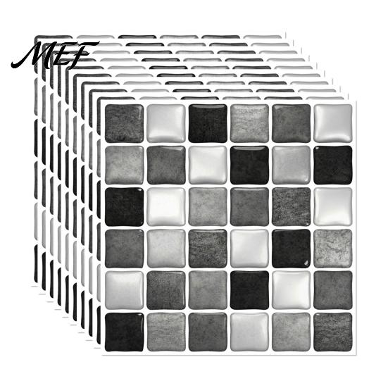 Removable Home Decor Wall Sticker 10Pcs 3D Mosaic Sticker, Waterproof Oil-Proof Tile Decal, Peel And Water Resistant Protection Stick