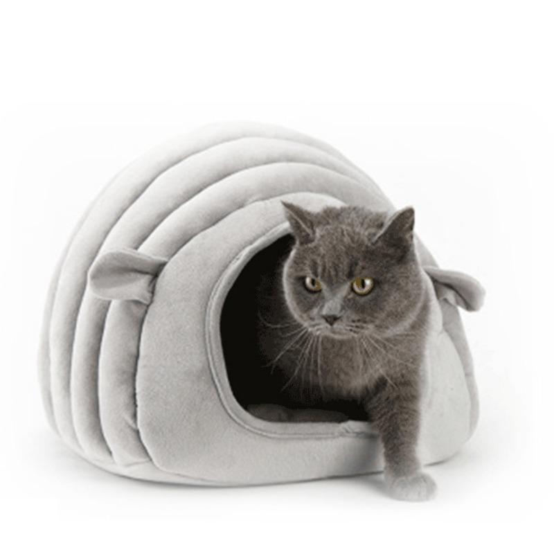 Кровать для домашних животных, кошек, круглых плюшевых котят, теплое спальное гнездо, кровать для кошек, иглу, пещерный дом