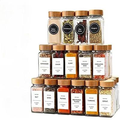 3/12 шт. стеклянные банки для специй с бамбуковой крышкой, контейнеры для приправ, солонки, перечницы, органайзер для специй, кухонные наборы для хранения, хит продаж