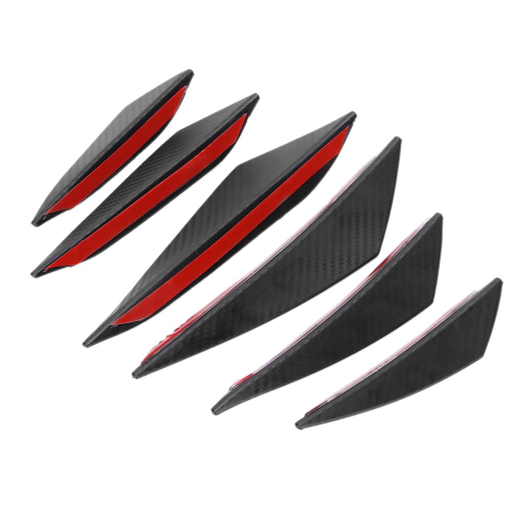 6pcs Front Bumper Lip Fin Splitter Canard Sticker Black Carbon Fiber Style Car Styling Universal