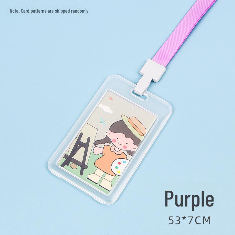 Student Cartoon Clear Badge Holder with Lanyard for ID or Bus Card