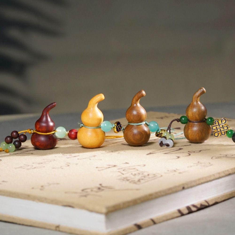 Chinese Style Sandalwood Gourd Keychain Pendant Gourd Car Keychain Wooden Pendant Phone Chain Men