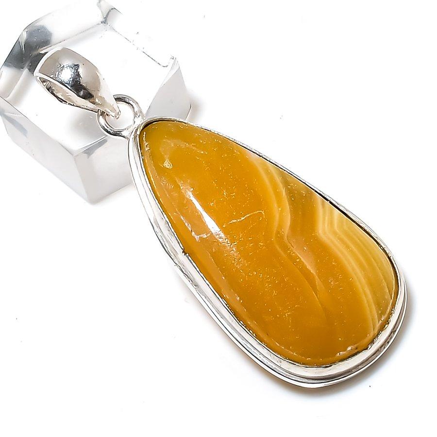 Yellow Aventurine Gemstone Handmade 925 Sterling Silver Pendant 2.05" z8I25