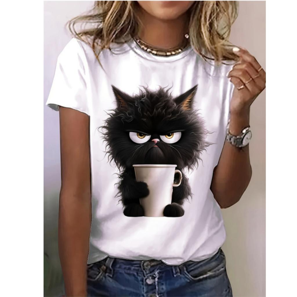 Женская летняя футболка с круглым вырезом и коротким рукавом с рисунком забавной собаки, весна-лето, повседневный вязаный свитер с короткими рукавами, женский