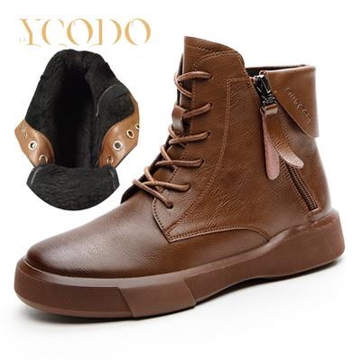 Женские осенне-зимние винтажные ботильоны из натуральной кожи на плоской подошве с бархатом, удобные зимние ботинки из натуральной кожи для девочек и студентов