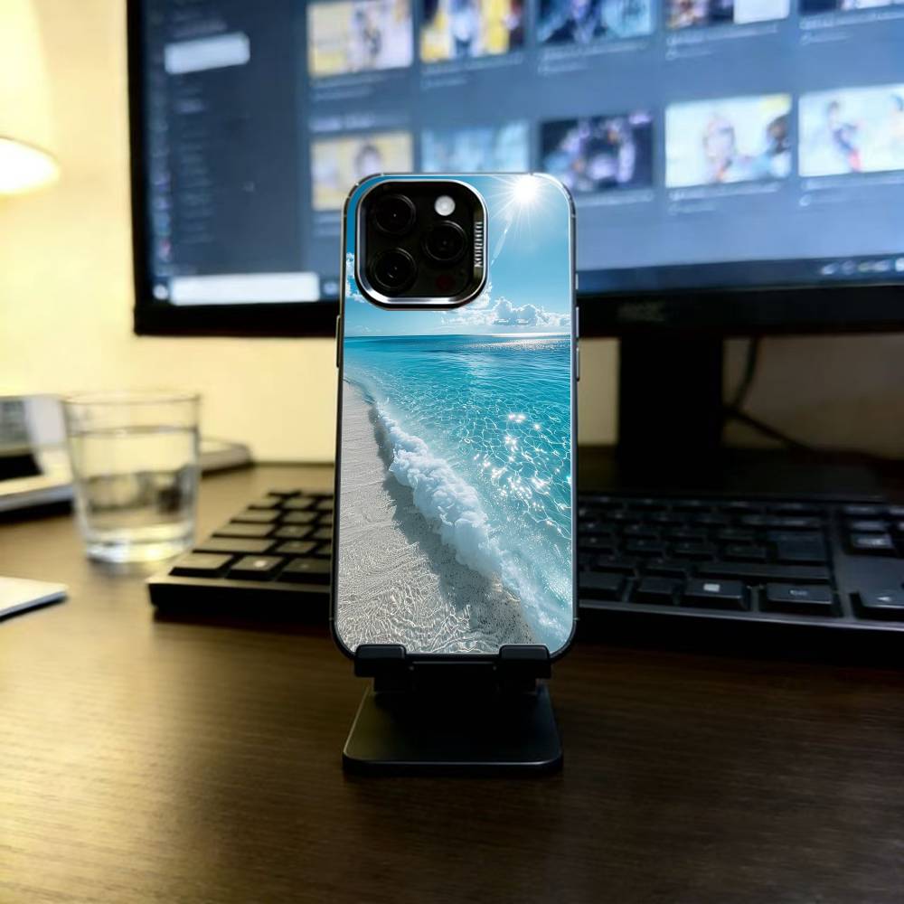 Пляжный чехол для телефона iPhone 17,16,15,14,13,12,11 Plus,Pro Max,XS,Разноцветный Серебристый Черный Чехол