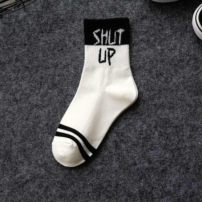 Стильные и удобные хлопковые черно-красные повседневные носки с крутым дизайном с принтом букв для мужчин и женщин