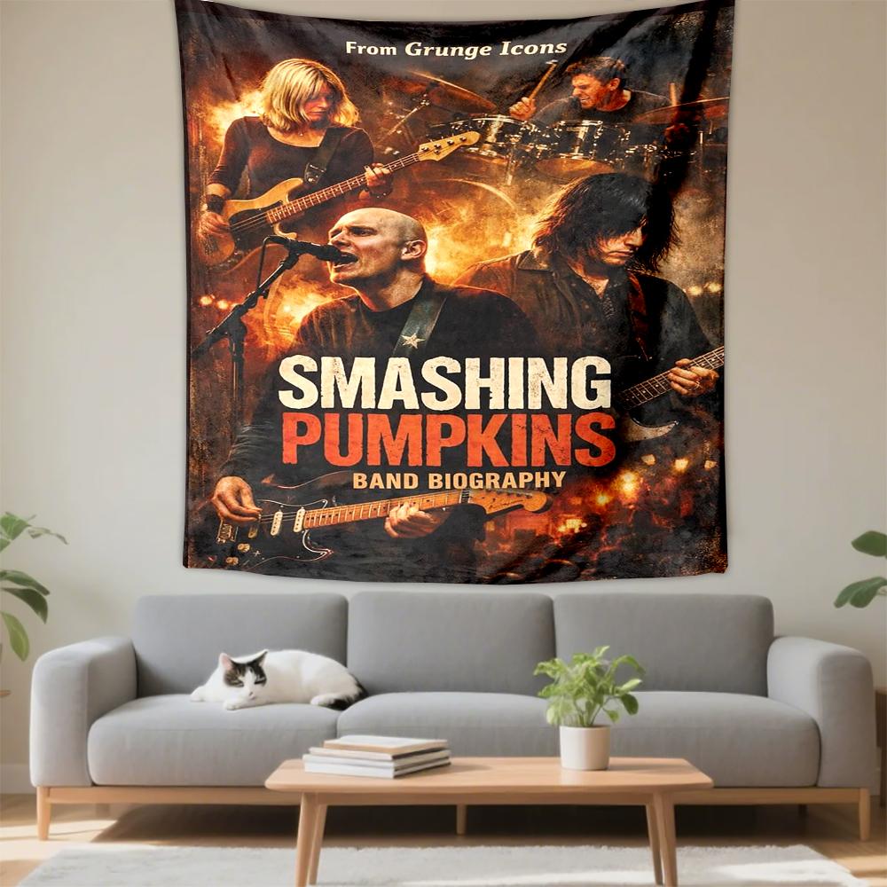 Printed Tapestry - Smashing Pumpkins Grunge Rock Band Concert Poster for Dorm Room